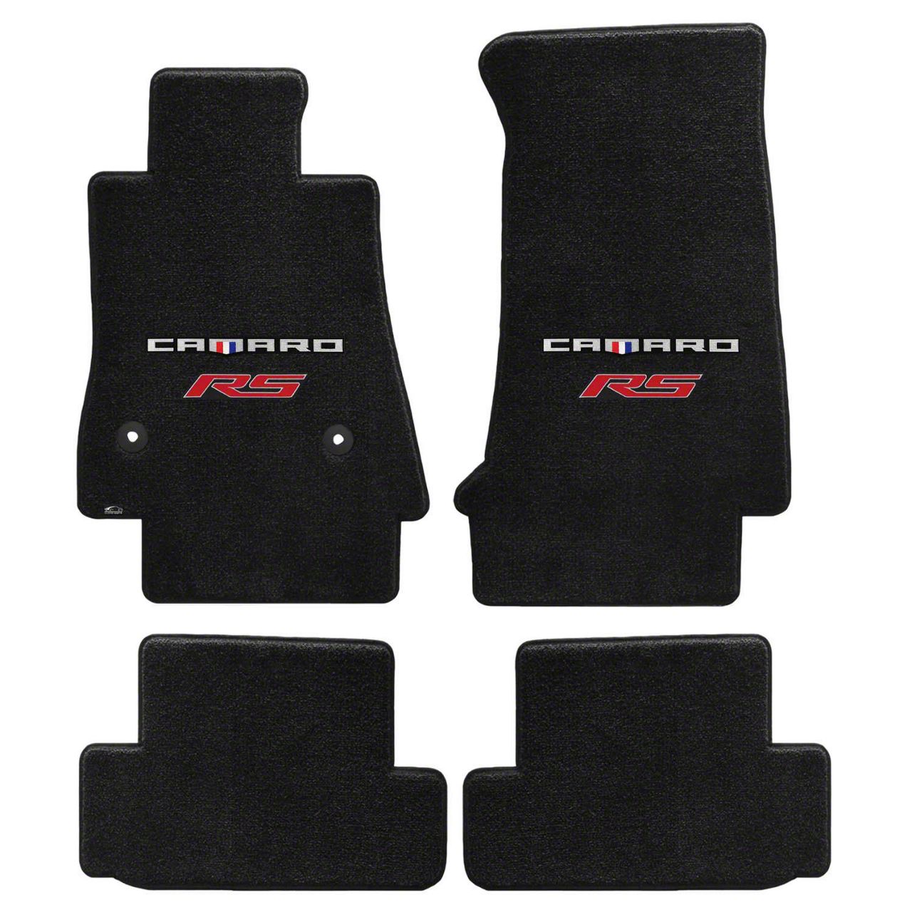 Lloyd Ultimat Front and Rear Floor Mats with Camaro and Red RS Logo; Black (16-23 Camaro)