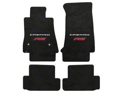 Lloyd Velourtex Front and Rear Floor Mats with Camaro and Red RS Logo; Black (16-23 Camaro)