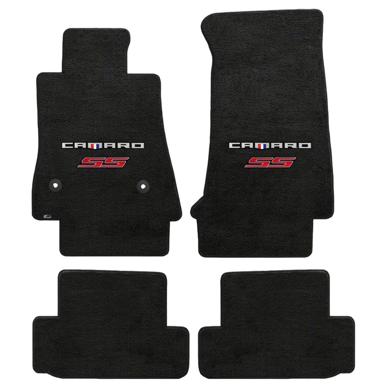 Lloyd Velourtex Front and Rear Floor Mats with Camaro and Red SS Logo; Black (16-23 Camaro)