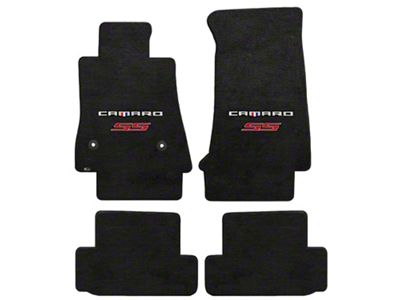 Lloyd Velourtex Front and Rear Floor Mats with Camaro and Red SS Logo; Black (16-23 Camaro)