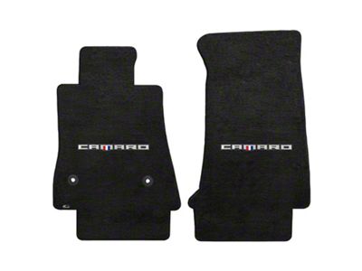 Lloyd Velourtex Front Floor Mats with Camaro Word Logo; Black (16-23 Camaro)