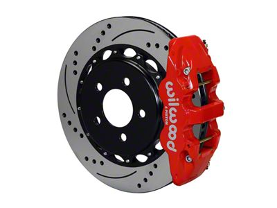 Wilwood AERO4 Rear Big Brake Kit with 14.25-Inch Drilled and Slotted Rotors; Red Calipers (10-19 Camaro)