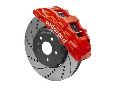 Wilwood SX6R Dynamic Front Big Brake Kit with 14-Inch Drilled and Slotted Rotors; Red Calipers (10-15 Camaro)