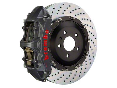 Brembo GT-S Series 6-Piston Front Big Brake Kit with 15-Inch 2-Piece Cross Drilled Rotors; Black Hard Anodized Calipers (10-15 Camaro SS)