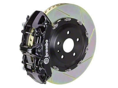 Brembo GT Series 6-Piston Front Big Brake Kit with 15-Inch 2-Piece Type 1 Slotted Rotors; Black Calipers (10-15 Camaro SS)