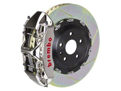 Brembo GT Series 6-Piston Front Big Brake Kit with 15-Inch 2-Piece Type 1 Slotted Rotors; Nickel Plated Calipers (10-15 Camaro SS)