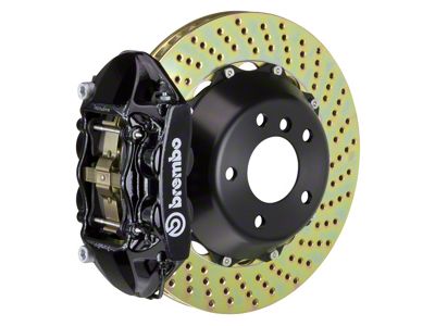 Brembo GT Series 4-Piston Rear Big Brake Kit with 15-Inch 2-Piece Cross Drilled Rotors; Black Calipers (10-15 Camaro, Excluding Z/28)