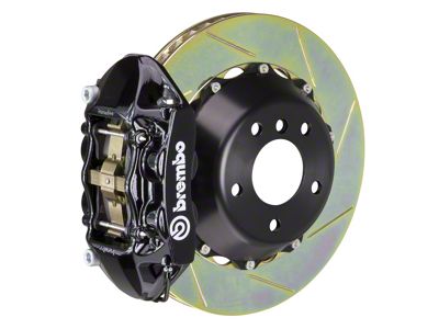 Brembo GT Series 4-Piston Rear Big Brake Kit with 15-Inch 2-Piece Type 1 Slotted Rotors; Black Calipers (10-15 Camaro, Excluding Z/28)