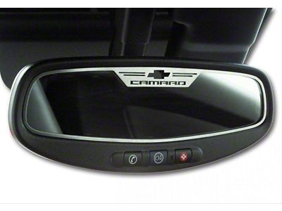 Mirror Trim; Rear View; Satin; Camaro Style; Oval; With Sensor (10-14 Camaro)