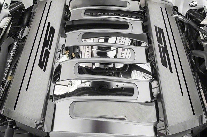 Camaro Fuel Rail Covers with Brushed SS Logo Top Plate (1623 Camaro SS) Free Shipping