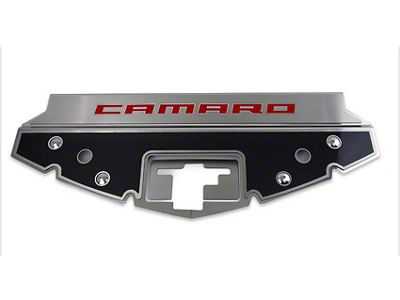 Illuminated Front Header Plate with Camaro Logo; Carbon Fiber (16-23 V6, V8 Camaro)