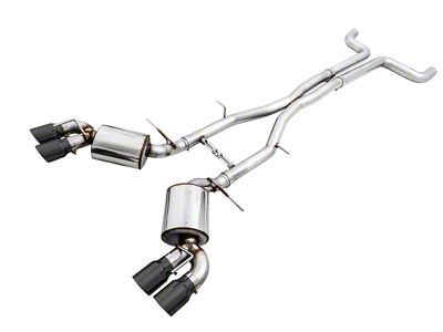 AWE Touring Edition Cat-Back Exhaust with Quad Diamond Black Tips; Non-Resonated (16-23 6.2L Camaro w/ NPP Dual Mode Exhaust)