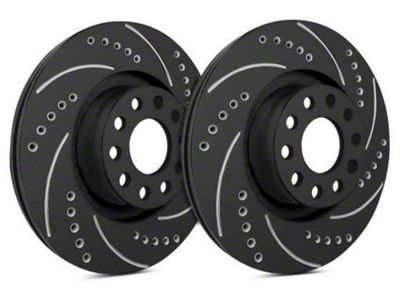 SP Performance Cross-Drilled and Slotted Rotors with Black Zinc Plating; Front Pair (10-15 Camaro SS)