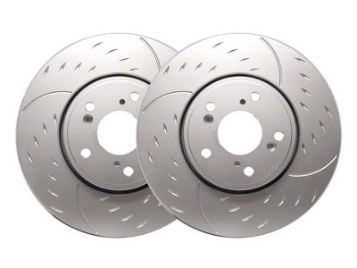SP Performance Diamond Slot Rotors with Silver Zinc Plating; Front Pair (16-23 Camaro SS w/ 4-Piston Front Calipers)