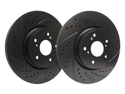 SP Performance Double Drilled and Slotted Rotors with Black Zinc Plating; Front Pair (10-15 V6 Camaro)