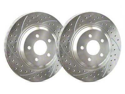SP Performance Double Drilled and Slotted Rotors with Silver Zinc Plating; Front Pair (16-23 Camaro SS w/ 4-Piston Front Calipers)
