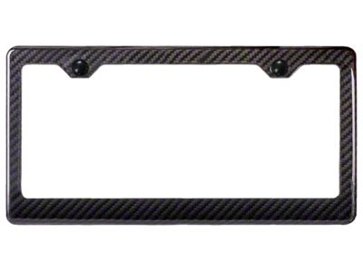 2-Hole Real Carbon Fiber License Plate Frame; Gloss Black (Universal; Some Adaptation May Be Required)