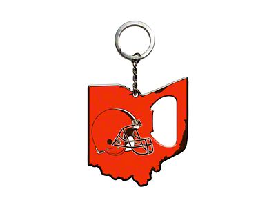 Keychain Bottle Opener with Cleveland Browns Logo; Orange