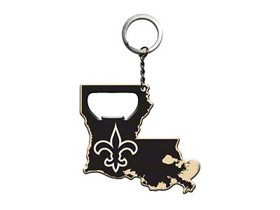 Keychain Bottle Opener with New Orleans Saints Logo; Black