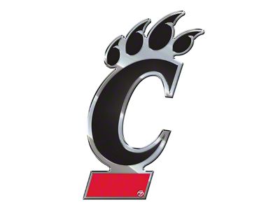University of Cincinnati Embossed Emblem; Red and Black (Universal; Some Adaptation May Be Required)