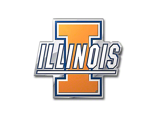 University of Illinois Embossed Emblem; Blue and Orange (Universal; Some Adaptation May Be Required)