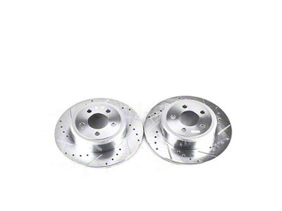 PowerStop Evolution Cross-Drilled and Slotted Rotors; Rear Pair (06-23 RWD V6 Charger w/ Single Piston Front Calipers)