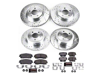PowerStop Z23 Evolution Sport Brake Rotor and Pad Kit; Front and Rear (06-23 RWD V6 Charger w/ Single Piston Front Calipers)