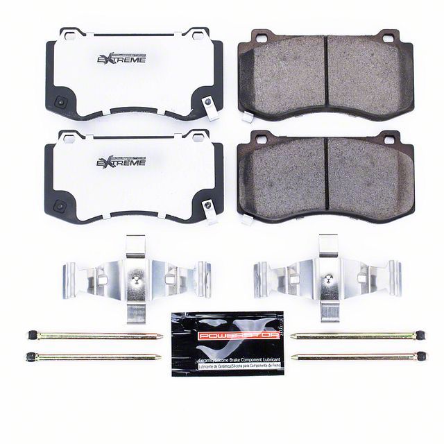 PowerStop Z26 Extreme Performance Ceramic Brake Pads; Front Pair (08-23 Challenger 392 Hemi Scat Pack Shaker, GT, R/T, SRT8, SRT Demon, SRT Super Stock & T/A w/ 4-Piston Front Calipers)