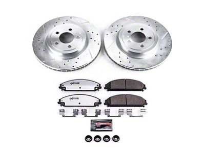 PowerStop Z26 Street Warrior Brake Rotor and Pad Kit; Front (12-14 Charger Pursuit; 06-23 Charger AWD SE, AWD SXT, Daytona, Daytona R/T, GT & R/T w/ Dual Piston Front Calipers; 11-13 5.7L HEMI Charger SE)