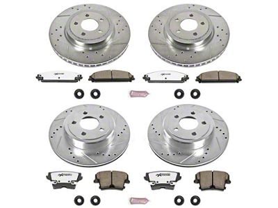 PowerStop Z26 Street Warrior Brake Rotor and Pad Kit; Front and Rear (06-23 Charger AWD SE, AWD SXT, Daytona, GT & R/T w/ Dual Piston Front Calipers)