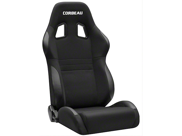 Corbeau A4 Wide Racing Seats with Double Locking Seat Brackets; Black Cloth (79-93 Mustang)