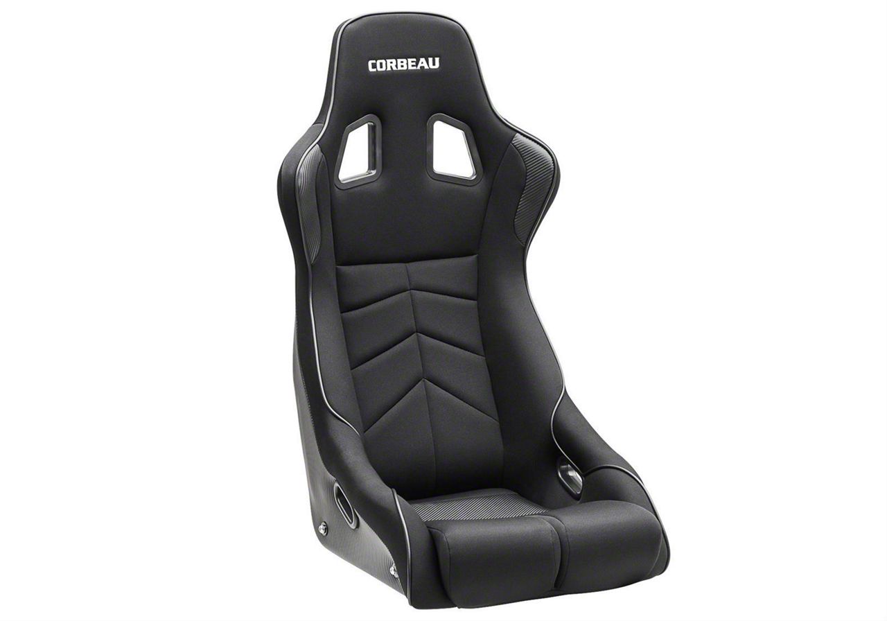 Corbeau DFX Performance Seats with Double Locking Seat Brackets; Black Vinyl/Cloth/Black Piping (05-09 Mustang)