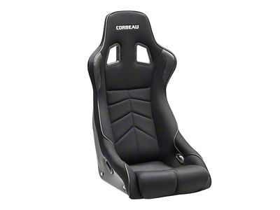 Corbeau DFX Performance Seats with Double Locking Seat Brackets; Black Vinyl/Cloth/Black Piping (16-23 Camaro)