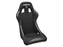 Corbeau Forza Racing Seats with Double Locking Seat Brackets; Black Cloth (79-93 Mustang)