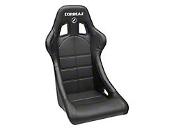 Corbeau Forza Racing Seats with Double Locking Seat Brackets; Black Vinyl (79-93 Mustang)