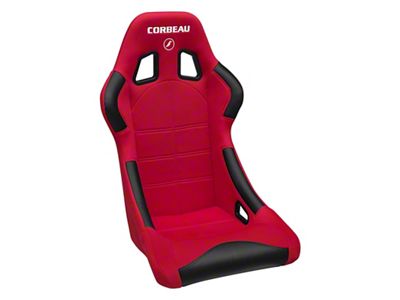 Corbeau Forza Racing Seats with Double Locking Seat Brackets; Red Cloth (79-93 Mustang)