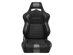 Corbeau LG1 Racing Seats with Double Locking Seat Brackets; Black Suede (15-23 Mustang)
