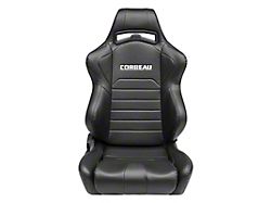 Corbeau LG1 Racing Seats with Double Locking Seat Brackets; Black Vinyl (05-09 Mustang)