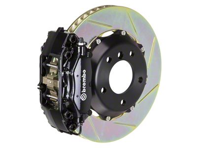 Brembo GT Series 4-Piston Rear Big Brake Kit with 13.60-Inch 2-Piece Slotted Rotors; Black Calipers (06-22 Charger, Excluding 392, Scat Pack, SRT8 & Super Bee)