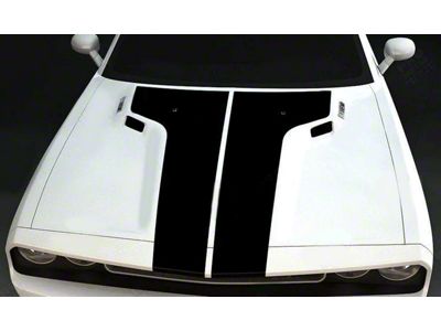 Mopar Style Split Hood Stripes; Gloss Black (15-18 Challenger)