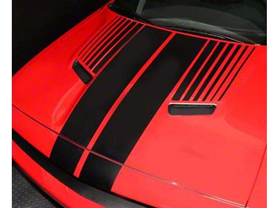Split Hood T-Stripes with Strobe Decals; Gloss Black (19-23 Challenger)