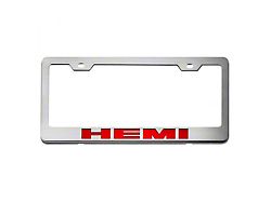 Stainless Steel HEMI License Plate Frame; Solid Bright Red (Universal; Some Adaptation May Be Required)