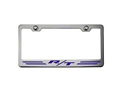 Stainless Steel R/T Dodge License Plate Frame; Purple Carbon Fiber (Universal; Some Adaptation May Be Required)