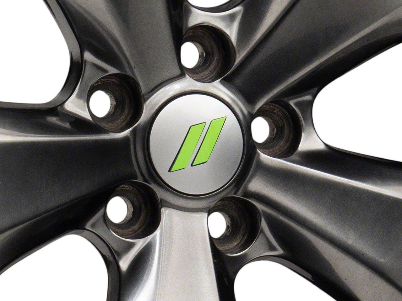 Officially Licensed MOPAR Challenger Hash Mark Wheel Cap Decal; Lime