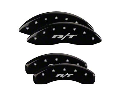 MGP Black Caliper Covers with R/T Logo; Front and Rear (06-14 Charger SRT8; 2016 Charger SRT 392)