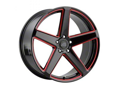 MACH Forged MF.15 Glossy Black with Red Milled Accents Wheel; 20x9 (17-23 AWD Challenger)