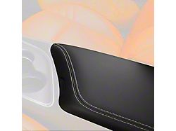 Black Leather Armrest Cover; White Stitching (15-23 Challenger)