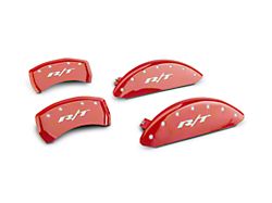 MGP Red Caliper Covers with R/T Logo; Front and Rear (11-23 Challenger R/T; 2014 Challenger Rallye Redline; 17-23 Challenger GT, T/A; 12-23 Challenger SXT w/ Dual Piston Front Calipers)