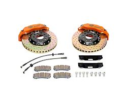 Ksport Slimline 3-Piston Front Big Brake Kit with 13.80-Inch Drilled Rotors; Orange Calipers (08-23 RWD Challenger)