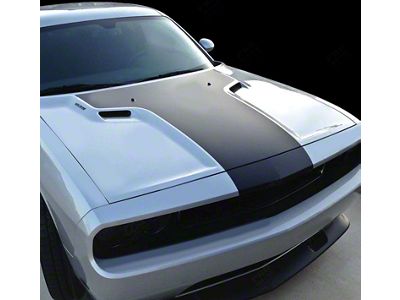 Solid Style T-Hood Stripes; Gloss Black (11-14 Challenger)